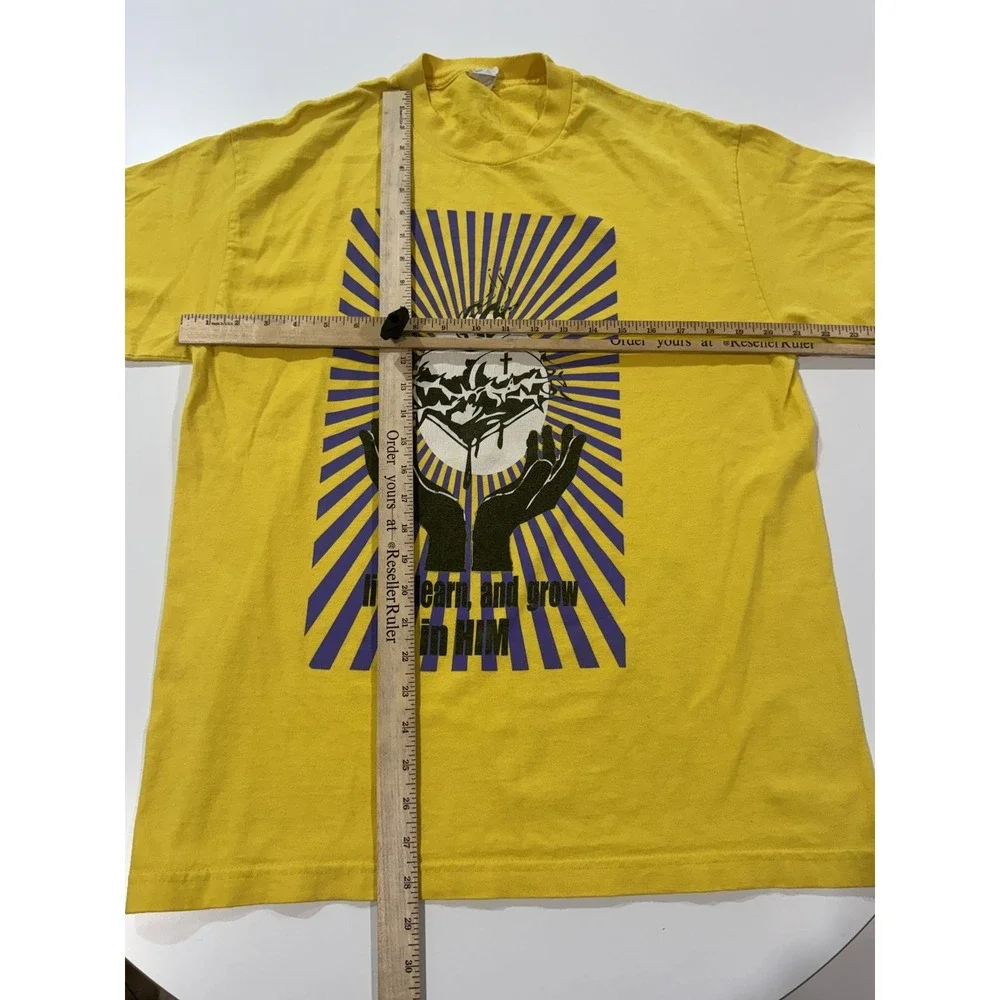 Jesus Yellow‎ Christian Religious Graphic T-Shirt Live Learn Grows COLOSSIANS L